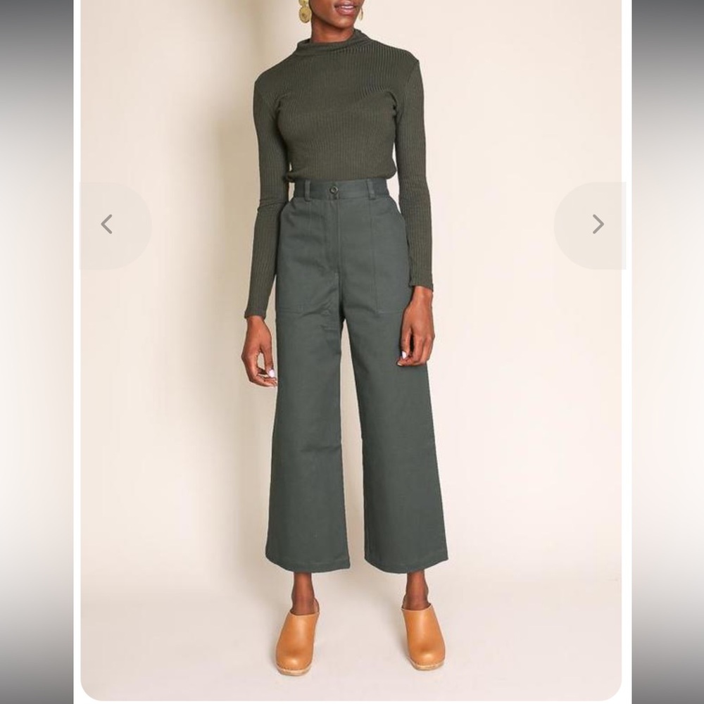 First Rite High-Waisted Wide Leg Utility Pants - Dark Olive - Picture 2 of 5